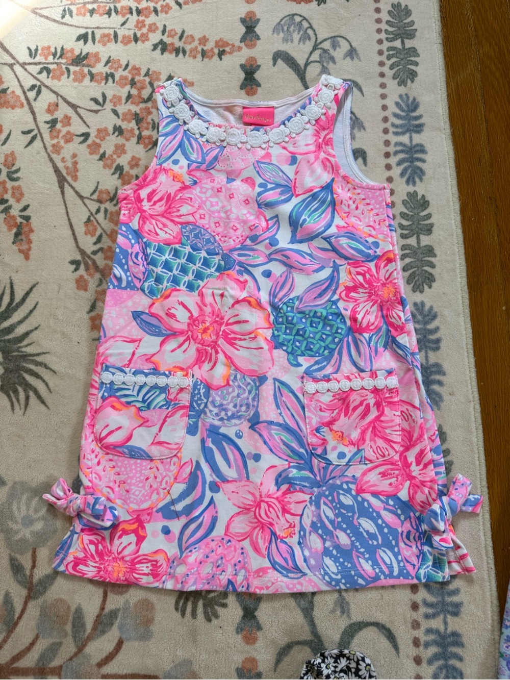 Lilly Pulitzer Pink Floral Tank Top with Blue & Purple Accents